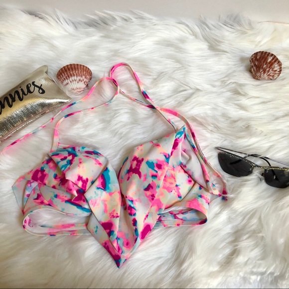 VS PINK Tie Dye Push Up Flounce Bikini Top. - Picture 1 of 4